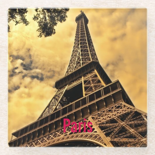 Liebe & Romantik Stadt Paris Eiffelturm Frankreich Glasuntersetzer (Vorderseite)