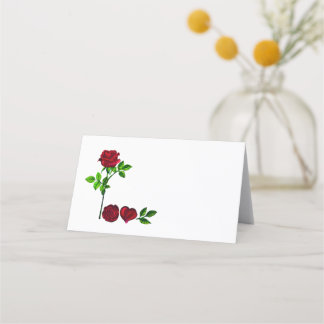 LIEBE - Romantische Platzkarte handgemalt Rose