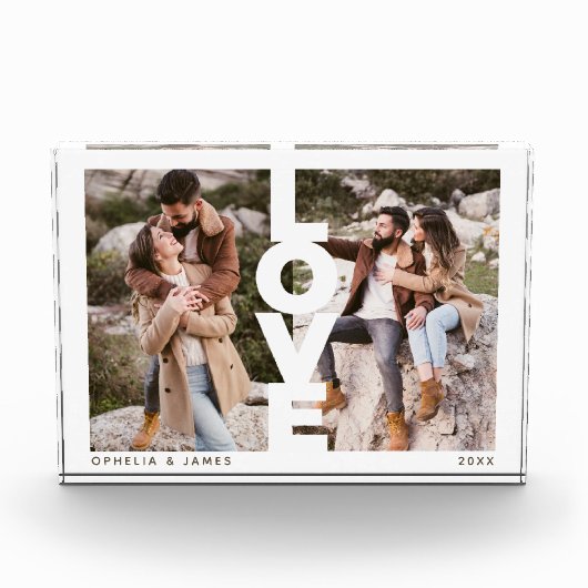 Liebe Romantischer Couple Foto Collage Foto Block (Vorderseite)