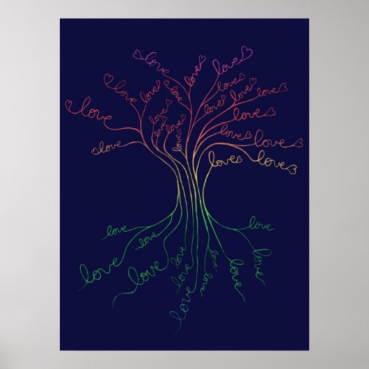 Liebe Roots Tree of Life Navy Regenbogen Valentine Poster (Vorne)
