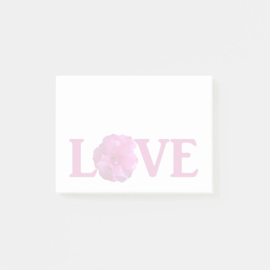 Liebe Rosa Blume Nachhinweise Post-it Klebezettel (Vorderseite)