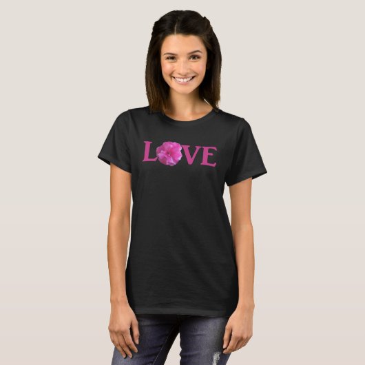 Liebe Rosa Blume T - Shirt (Vorne ganz)