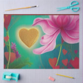 Liebe - Rosa Blume und Herz Seidenpapier (Basteln)