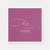 Liebe - Rosa Cassis Hochzeit Serviette (Vorderseite)