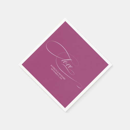 Liebe - Rosa Cassis Hochzeit Serviette (Ecke)