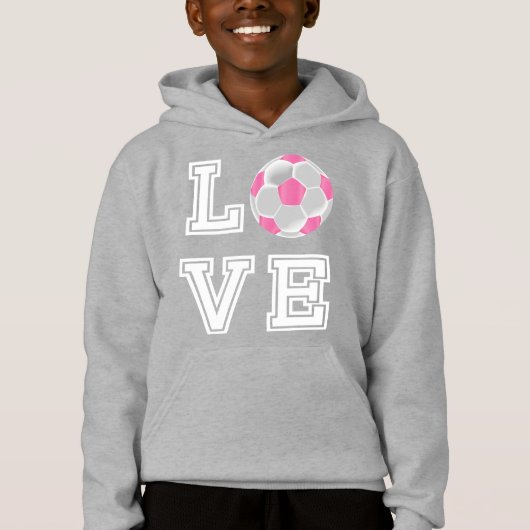 Liebe Rosa Fußball Ball - Weißbriefe Hoodie (Vorderseite)