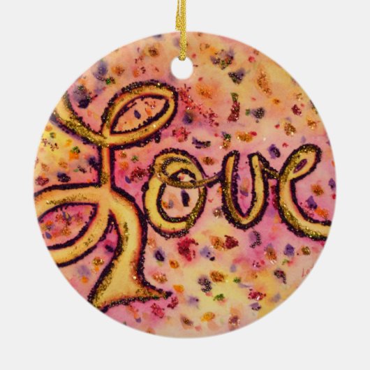 Liebe Rosa Glamour Glitzer Word Ornamente (Hinten)