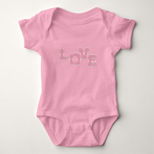 Liebe Rosa Glitzer Baby Strampler (Vorderseite)