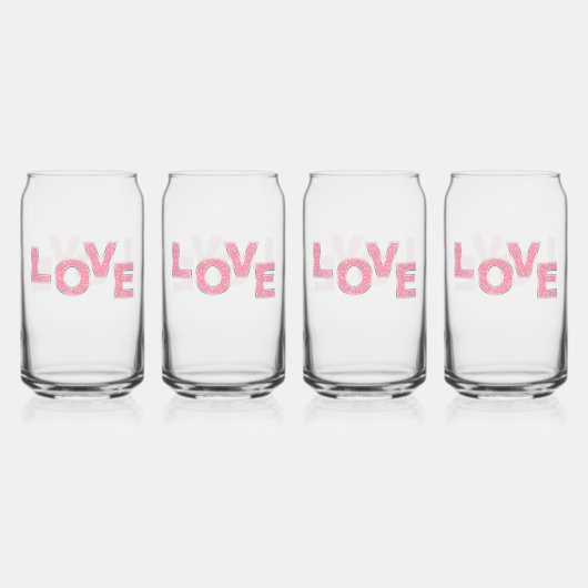 Liebe Rosa Glitzer Dosenglas (Vorderseite)