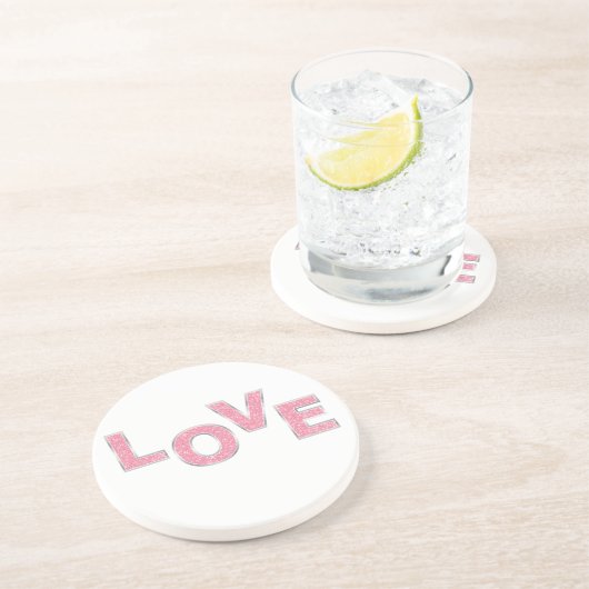 Liebe Rosa Glitzer Getränkeuntersetzer (Seite)