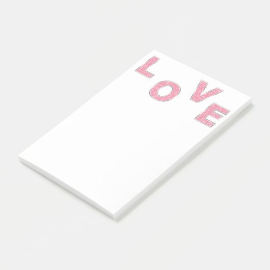 Liebe Rosa Glitzer Post-it Klebezettel (angewinkelt)