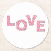 Liebe Rosa Glitzer Runder Pappuntersetzer (Vorderseite)