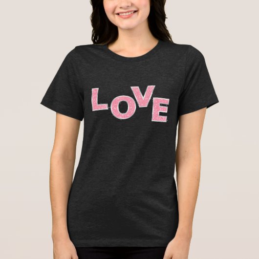 Liebe Rosa Glitzer Tri-Blend Shirt (Vorderseite)