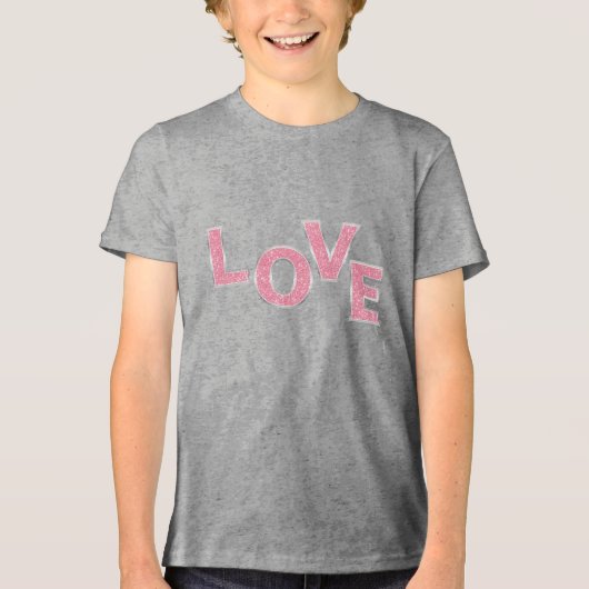 Liebe Rosa Glitzer Tri-Blend Shirt (Vorderseite)