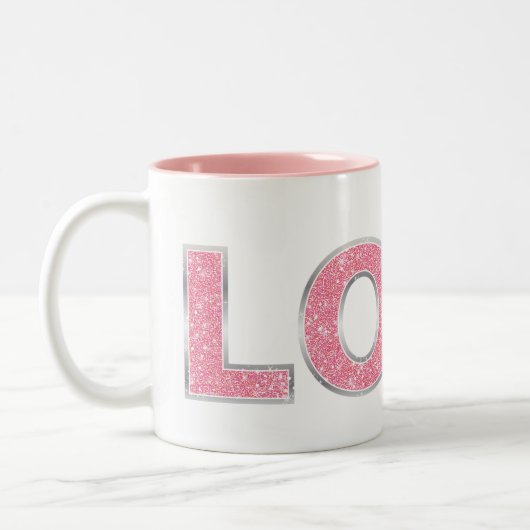 Liebe Rosa Glitzer Zweifarbige Tasse (Links)
