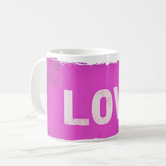 Liebe Rosa Grunge Textcoffee Tasse (Vorderseite Links)