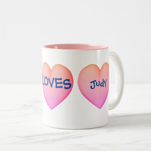 Liebe Rosa Herz Personalisiert Zweifarbige Tasse (VorderseiteRechts)