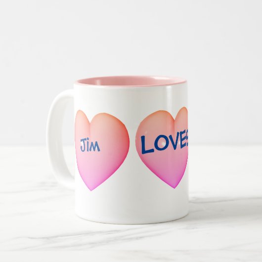Liebe Rosa Herz Personalisiert Zweifarbige Tasse (Vorderseite Links)
