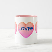 Liebe Rosa Herz Personalisiert Zweifarbige Tasse (Mittel)