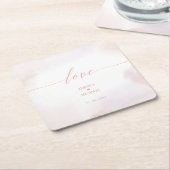 Liebe | Rosa Herz & Wasserfarbe Hochzeit Rechteckiger Pappuntersetzer (angewinkelt)