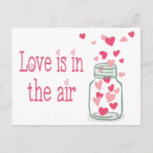 Liebe rosa Herzen Vintage-Mason-Topf Postkarte