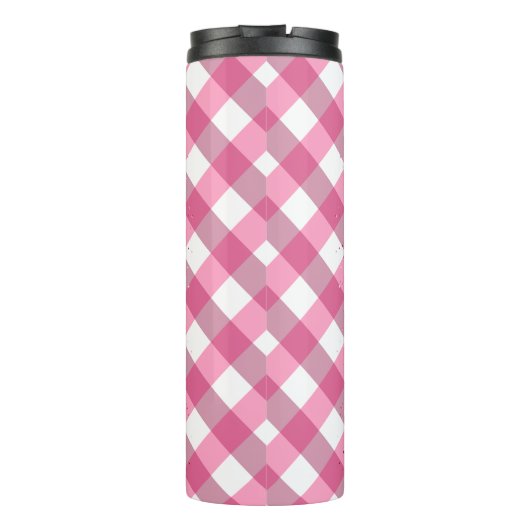 Liebe Rosa Kariert Thermosbecher (Rückseite)