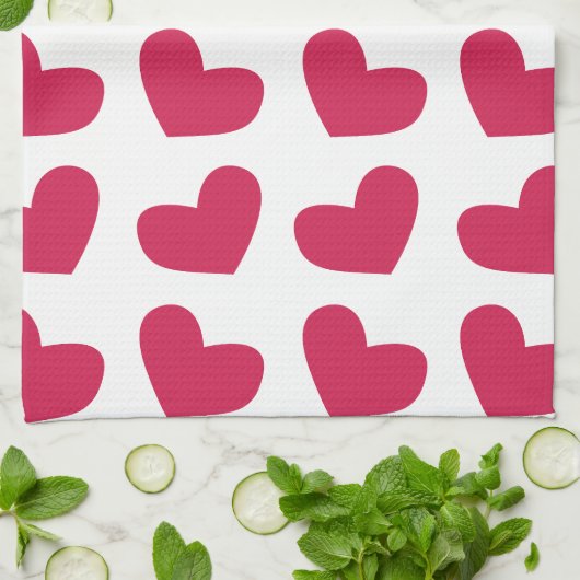 Liebe Rosa Liebe Herz Geschirrtuch (Gefaltet)