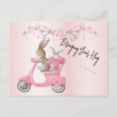 Liebe Rosa Moped Hearts Postkarte (Vorderseite)