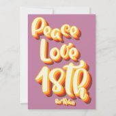 Liebe Rosa Retro Groovy Sonnenuntergang 18. Geburt Einladung (Vorderseite)