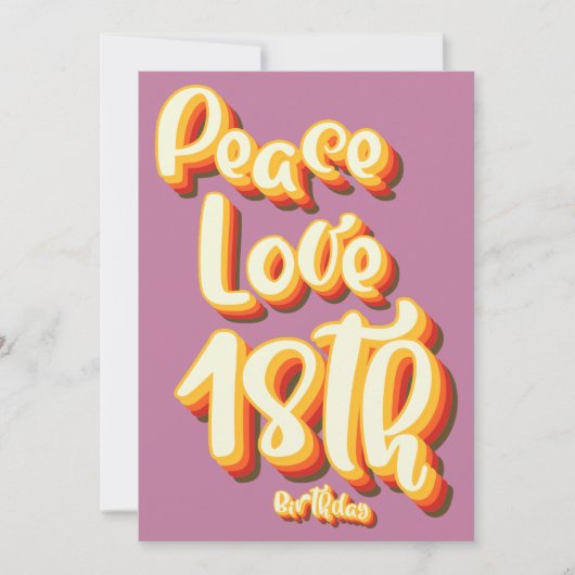 Liebe Rosa Retro Groovy Sonnenuntergang 18. Geburt Einladung (Vorderseite)