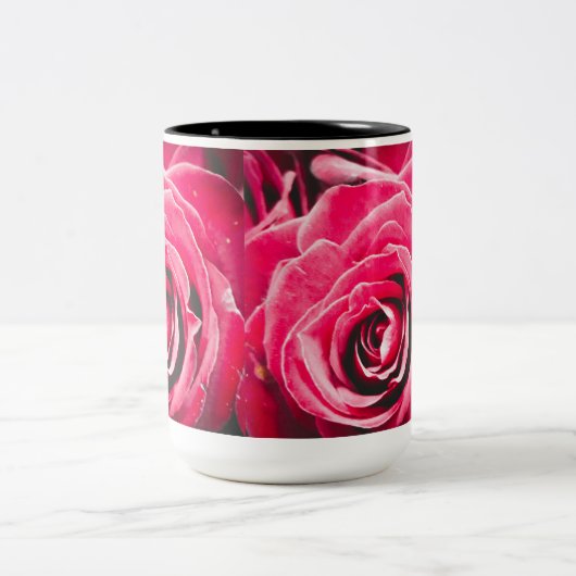 Liebe Rosa Rosen 15oz Zwei-Tonen-Tasse Schwarz Zweifarbige Tasse (Mittel)
