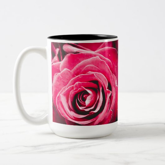 Liebe Rosa Rosen 15oz Zwei-Tonen-Tasse Schwarz Zweifarbige Tasse (Links)