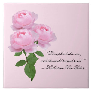 Liebe rosa Rosen mit Zitat Dekorative Keramikflies Fliese