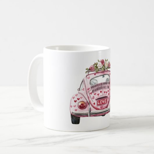 Liebe Rosa Rotes Herz Kaffeetasse (Vorderseite Links)