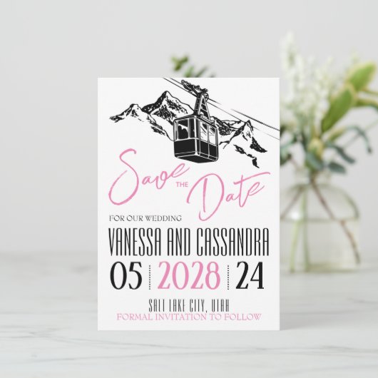 Liebe Rosa Save The Date (Stehend Vorderseite)