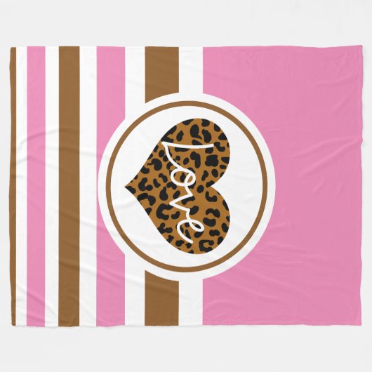 Liebe Rosa, Schwarz & Braun Fleecedecke (Vorderseite (Horizontal))