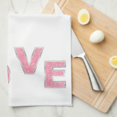 Liebe Rosa Silver Glitzer Geschirrtuch (Viertel Falte)