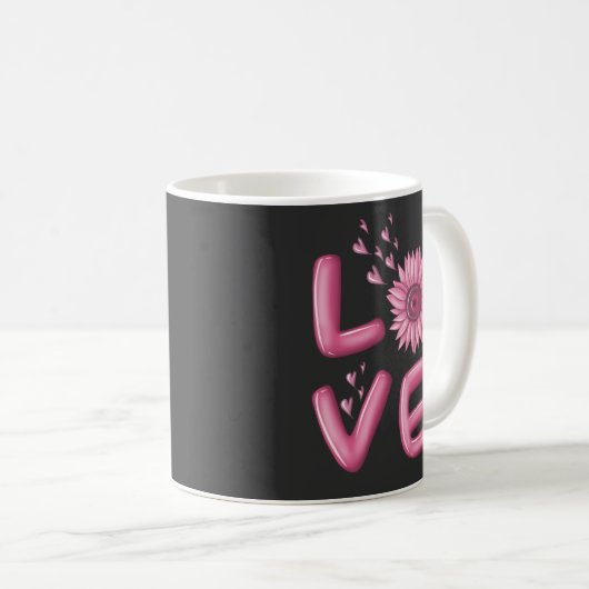 Liebe Rosa Sonnenblume Kaffeetasse (VorderseiteRechts)