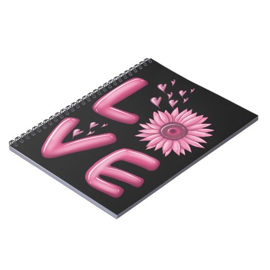 Liebe Rosa Sonnenblume Notizblock (Linke Seite)