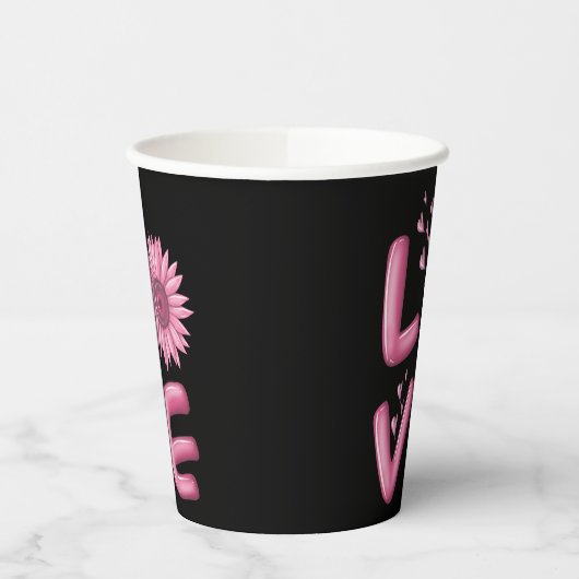 Liebe Rosa Sonnenblume Pappbecher (Links)