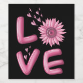 Liebe Rosa Sonnenblume Weinetikett (Einzelnes Label)