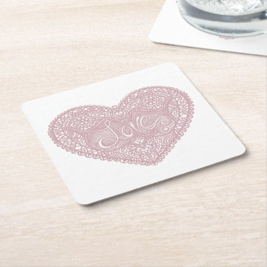 Liebe rosa Spitzen Rechteckiger Pappuntersetzer (angewinkelt)
