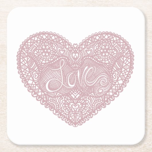Liebe rosa Spitzen Rechteckiger Pappuntersetzer (Vorderseite)