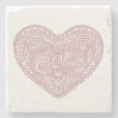 Liebe rosa Spitzen Steinuntersetzer (Vorderseite)