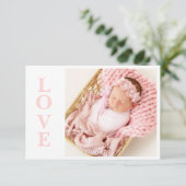 Liebe Rosa Typografie Foto Geburtserklärung (Stehend Vorderseite)