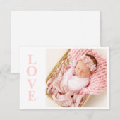 Liebe Rosa Typografie Foto Geburtserklärung (Vorne/Hinten)