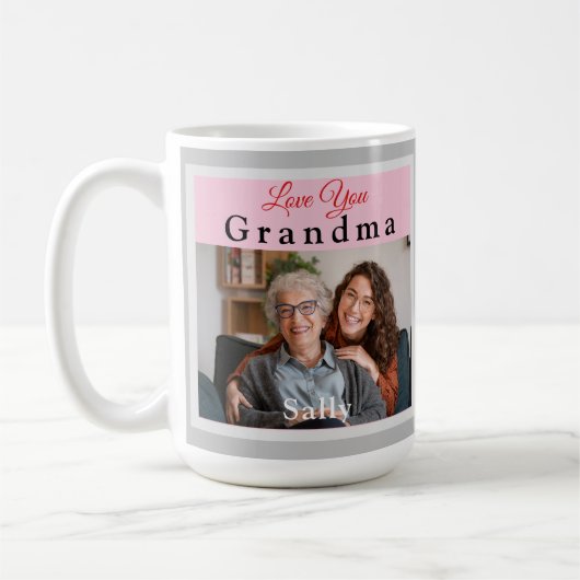 Liebe Rosa und Grau Ihr Oma Foto Tasse (Links)