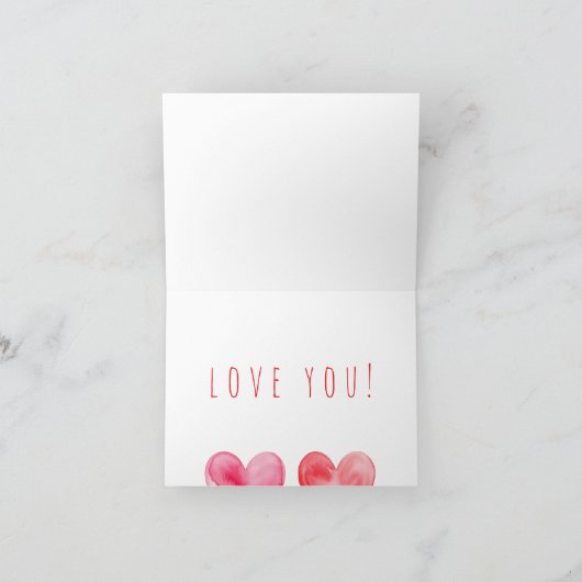 Liebe Rosa und Rote Wasserfarbenherzen Muster Dankeskarte (Innenseite)