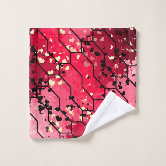 Liebe Rosa und Rotes Muster Badhandtuch Set (Waschlappen)