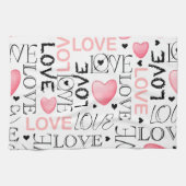 Liebe rosa und schwarz mit Herz Geschirrtuch (Horizontal)